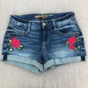 Rose Printed Jean Shorts